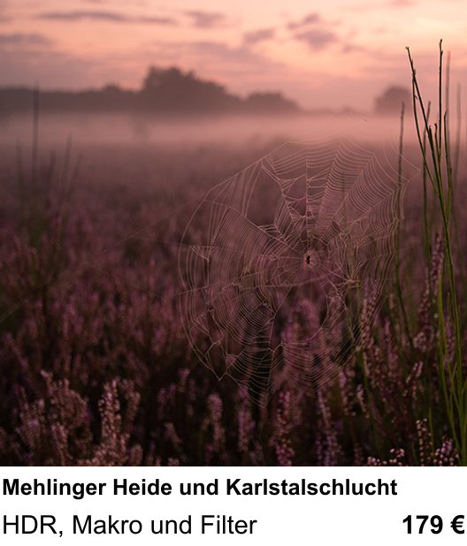 Praxisnaher Fotokurs zu Mehlinger Heide und Karlstalschlucht: HDR, Makro und Filter